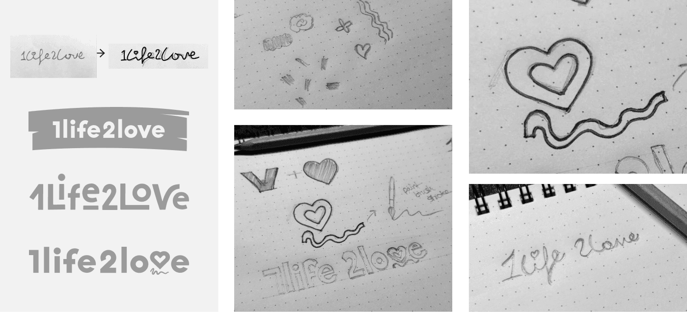 1Life2Love Logo Sketches
