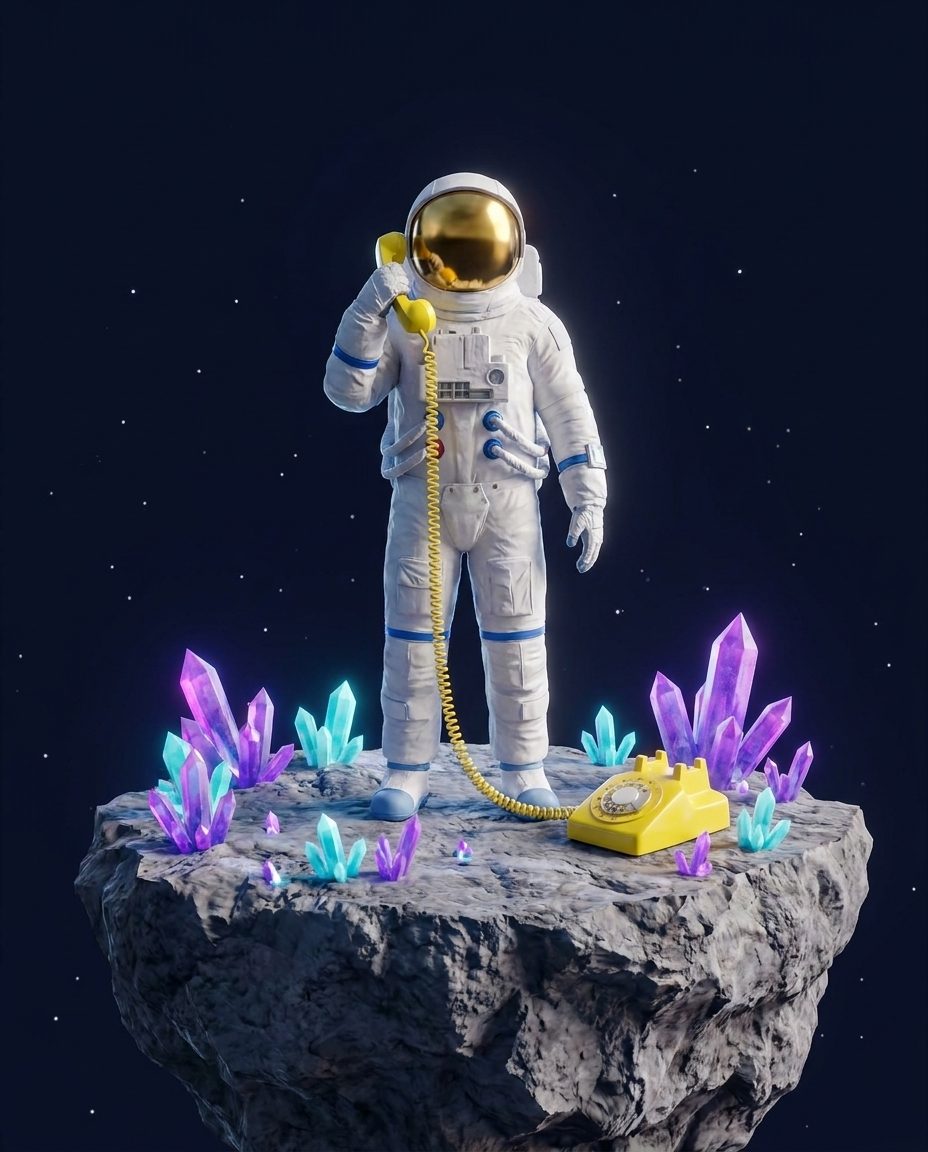 AI-BDR: astronaut with a gold visor, at work