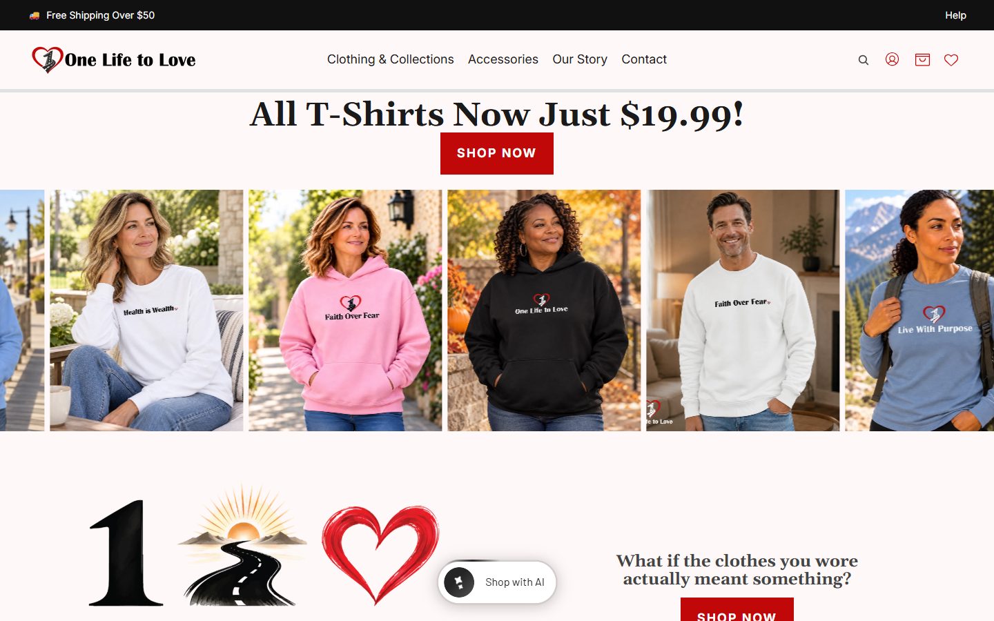 1Life2Love website, above the fold