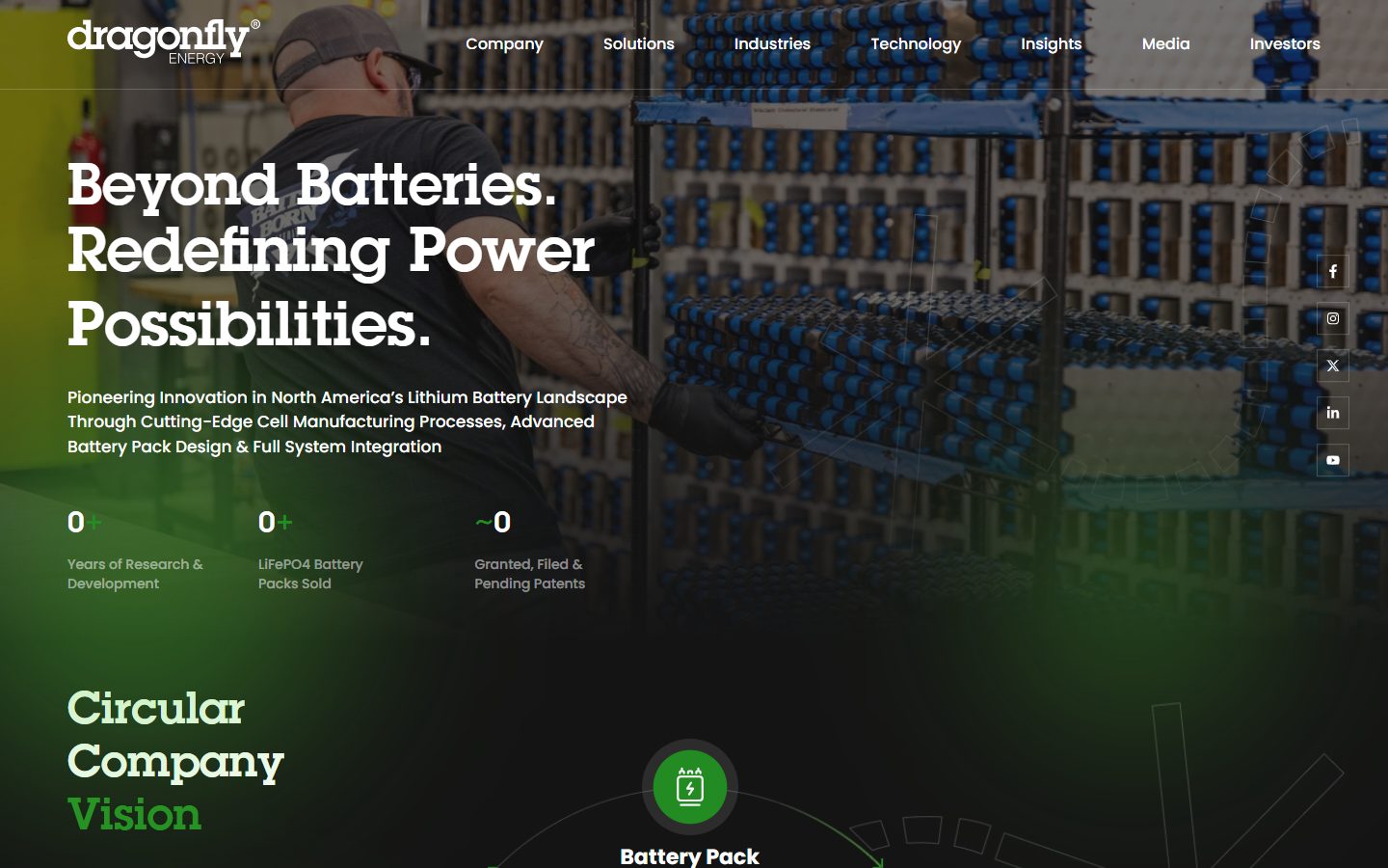 Dragonfly Energy website, above the fold