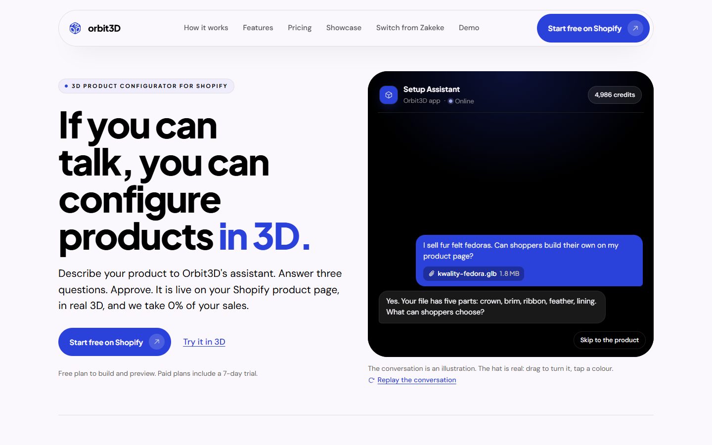 Orbit3D website, above the fold