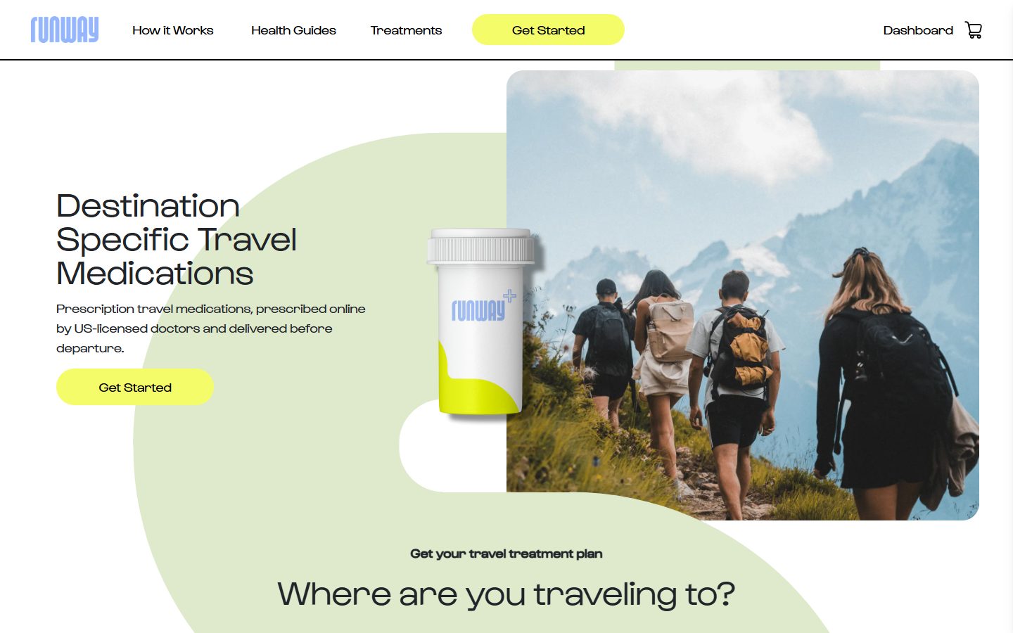 Runway Health website, above the fold