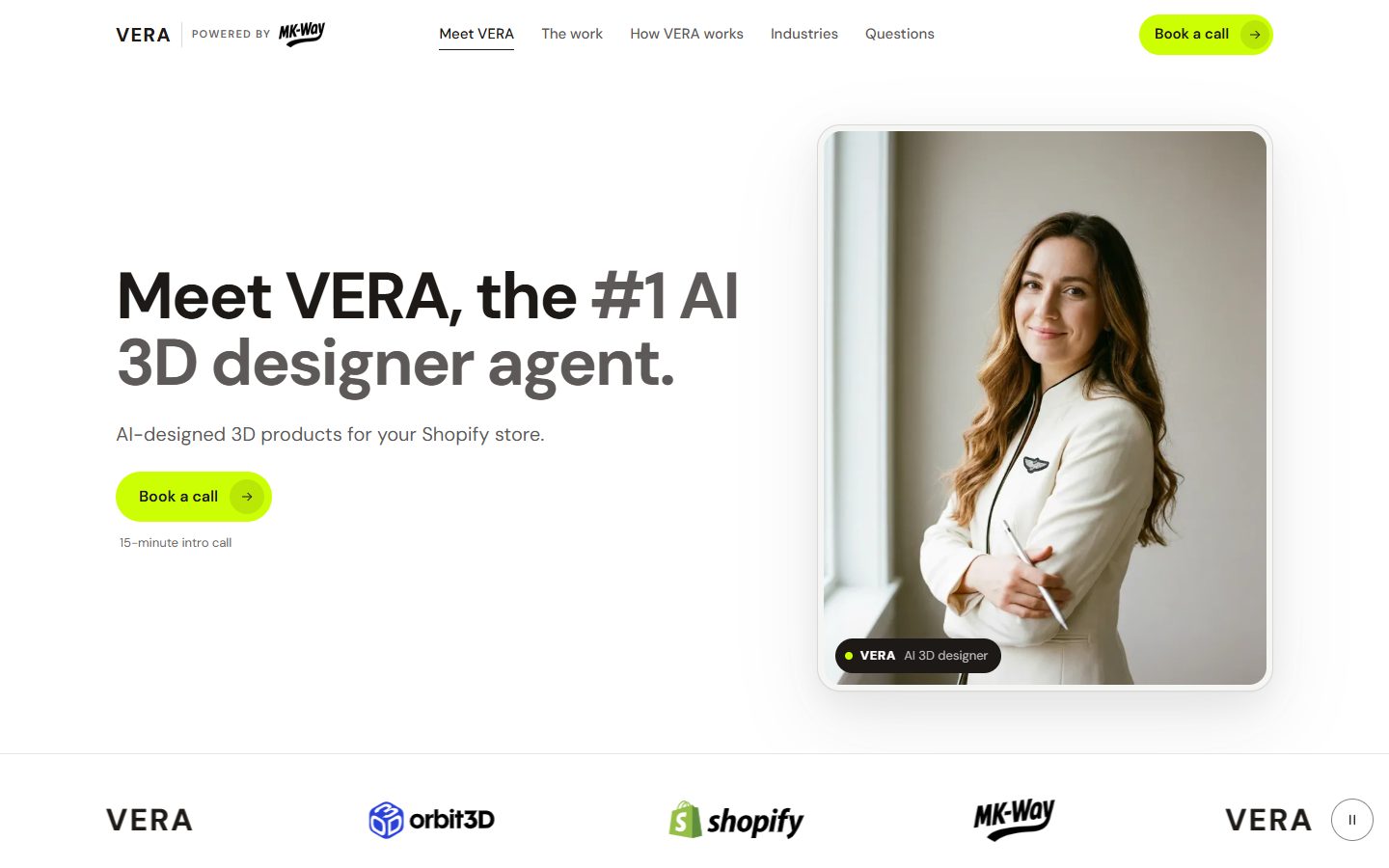 VERA website, above the fold