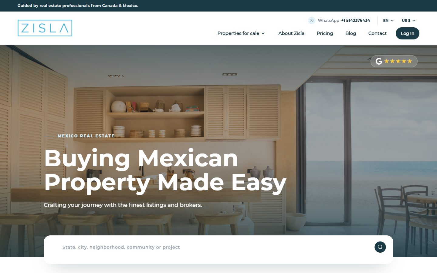 ZISLA website, above the fold
