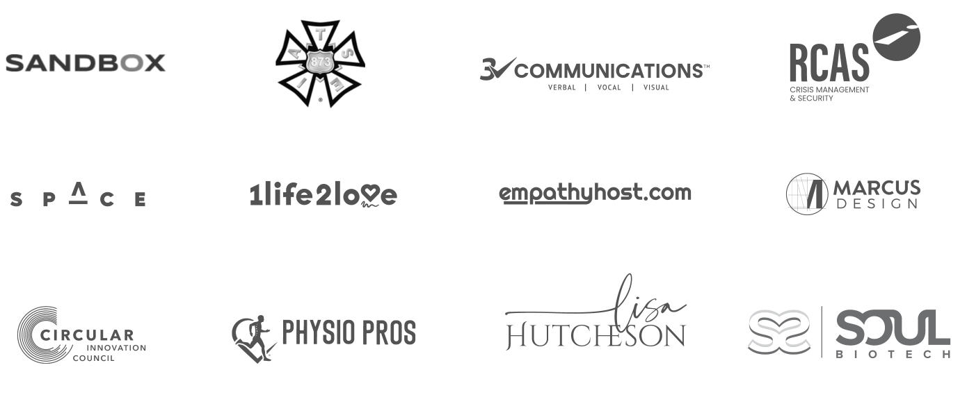 12 logos for different companies including Physio pros, Sandbox, and 3 communications