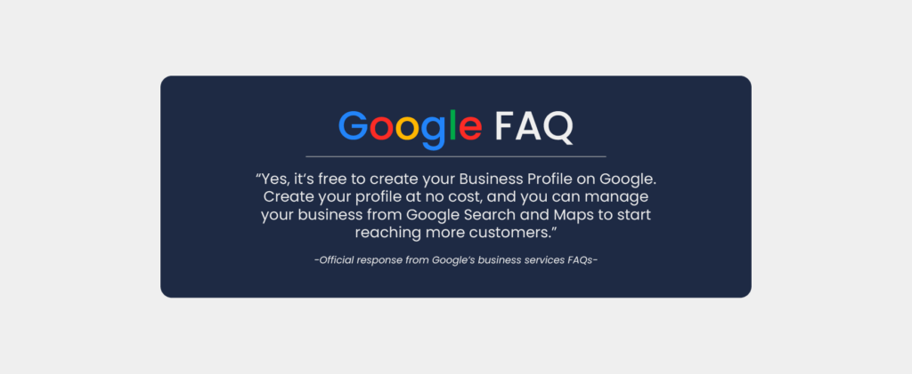 How to edit Google Business listing - Google FAQ (frequently asked questions) answering whether creating a Business profile is free