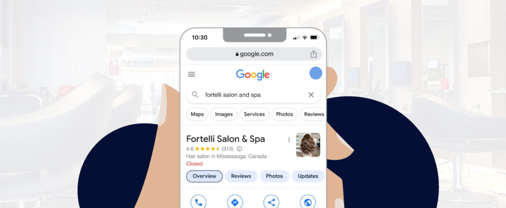 SEO tips for the beauty industry - Fortelli Salon & Spa Google Business screenshot